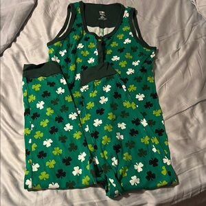 Snooze Button Green Pajama Tank Onsie button up
